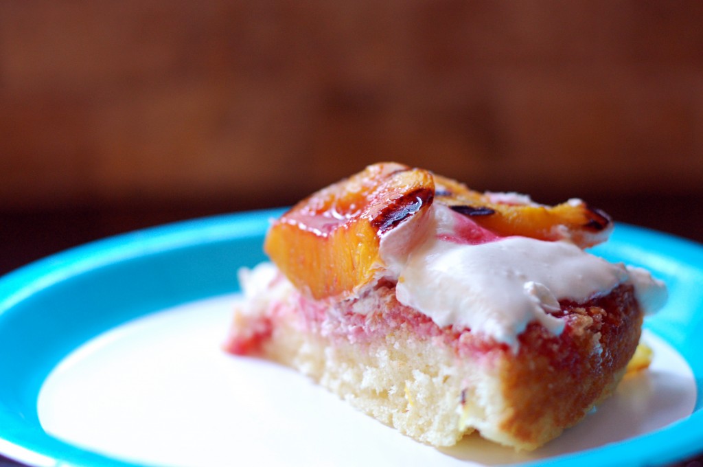 Grilled Peach Trifle with Lemon Buttermilk Cake Slice